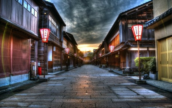 Man Made Kanazawa Cities Japan Street Cloud Sunset HD Wallpaper | Background Image