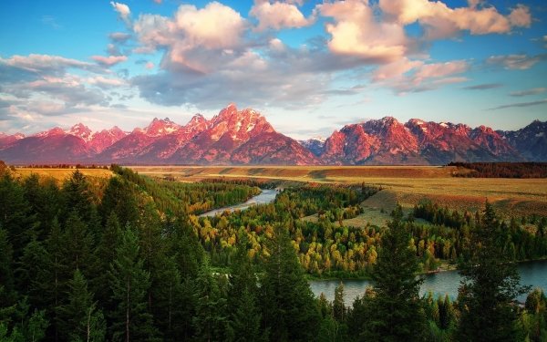 Earth The Teton Range Mountains Landscape Mountain River Wood Cloud Grand Teton National Park Wyoming Nature Tree Forest HD Wallpaper | Background Image