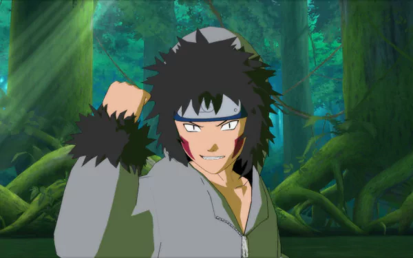 Kiba Inuzuka from Naruto strikes a confident pose in this HD desktop wallpaper, showcasing vibrant artwork from the video game Naruto Shippuden: Ultimate Ninja Storm Revolution.