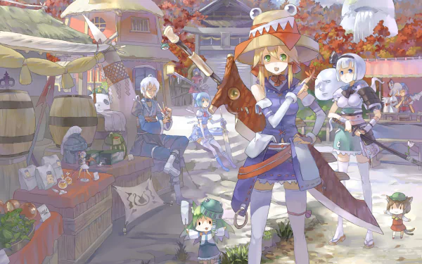 Kanako Yasaka Rinnosuke Morichika Daiyousei (Touhou) Suwako Moriya Youmu Konpaku Chen (Touhou) Cirno (Touhou) Anime Touhou HD Desktop Wallpaper | Background Image