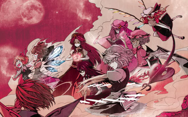 Reimu Hakurei Koakuma (Touhou) Cirno (Touhou) Sakuya Izayoi Hong Meiling Patchouli Knowledge Remilia Scarlet Flandre Scarlet Anime Touhou HD Desktop Wallpaper | Background Image