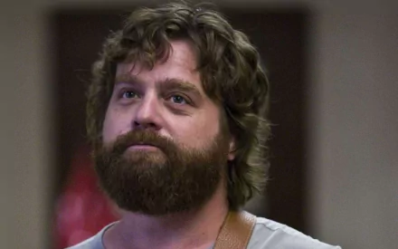 HD wallpaper featuring Zach Galifianakis with a thoughtful expression, suitable as a desktop background.