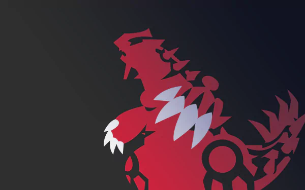 HD desktop wallpaper featuring the silhouette of Groudon from Pokémon: Omega Ruby and Alpha Sapphire against a dark backdrop.