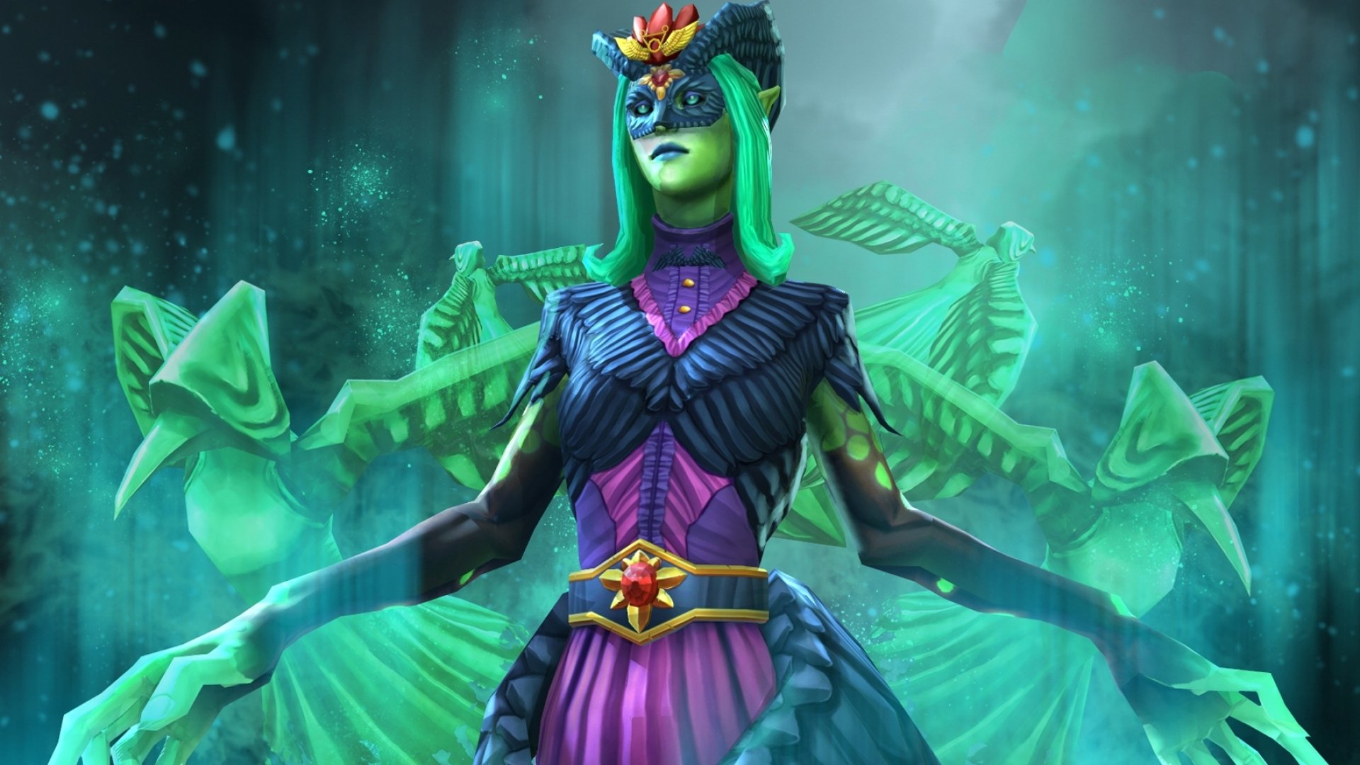 Download Death Prophet (DotA 2) Green Hair Dress Green Creature Fantasy Video Game DotA 2 HD Wallpaper