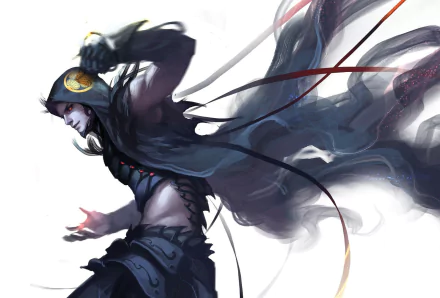HD desktop wallpaper featuring a dynamic Anime character from Sengoku Basara in an action pose, with flowing dark clothing against a bright background.
