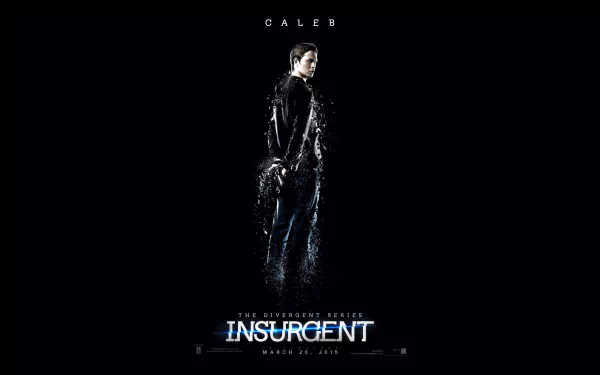 HD PC desktop wallpaper featuring Caleb from the movie Insurgent, showcasing a dark, mysterious atmosphere with sleek visual effects.