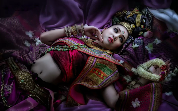 petal national dress Thai woman asian HD Desktop Wallpaper | Background Image
