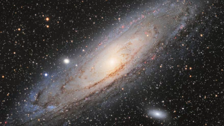 4K Ultra HD desktop wallpaper showcasing the Andromeda Galaxy with vibrant stars and deep space elements, blending sci-fi aesthetics and cosmic beauty.