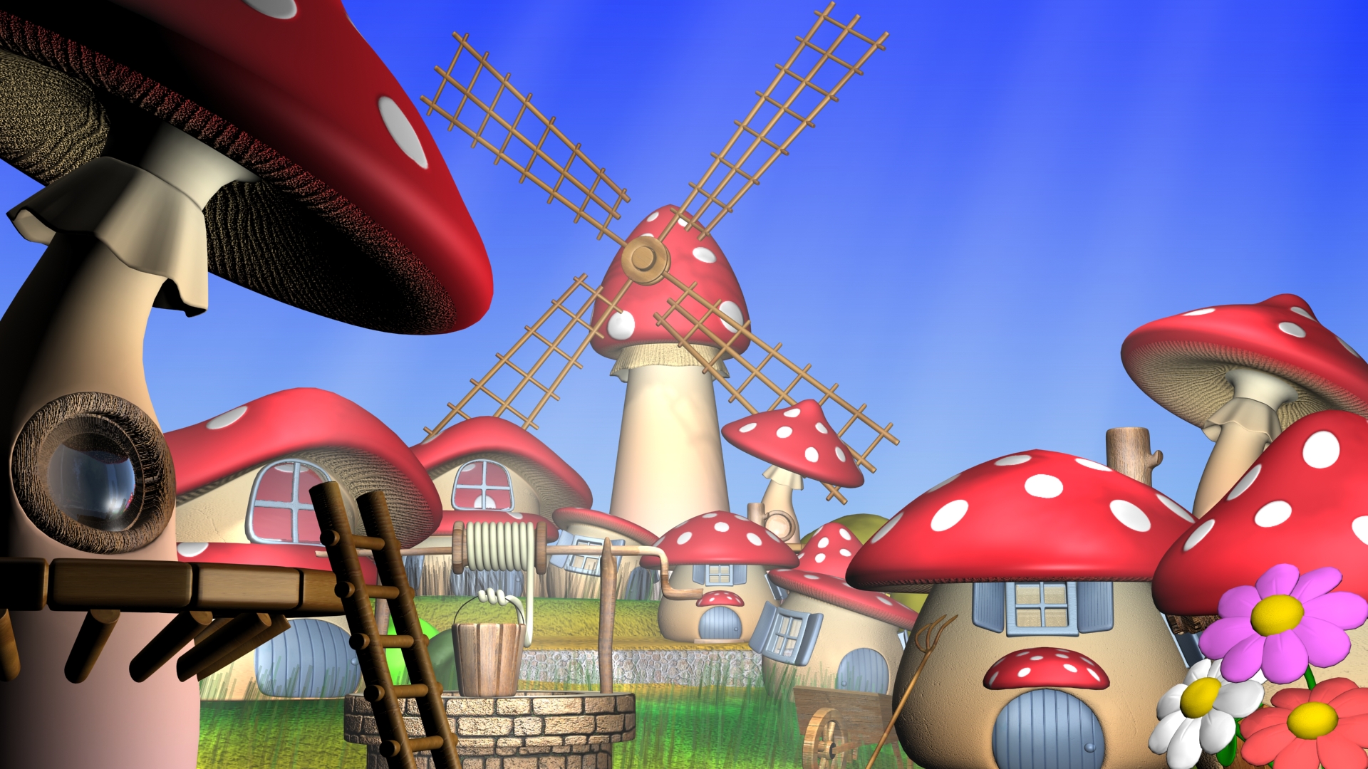 Cartoon mushroom village by supercigale