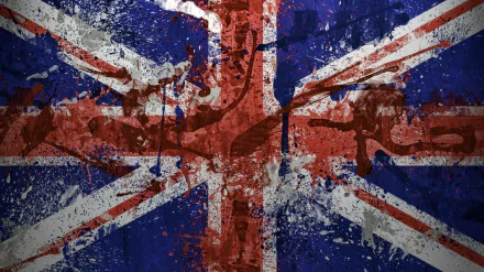 A textured HD wallpaper featuring the Union Jack, displaying vibrant colors with a distressed, artistic flair. The design captures a unique blend of patriotism and creativity.