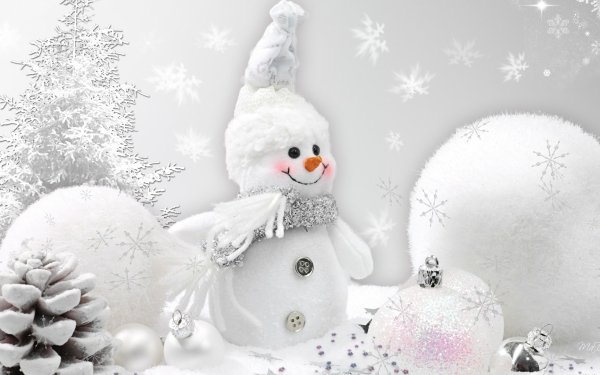 Holiday Christmas Snowman White Christmas Ornaments HD Wallpaper | Background Image