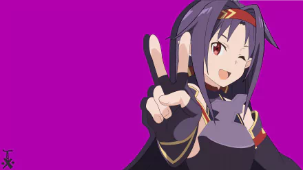 Anime vector illustration of Yuuki Konno from Sword Art Online II, featuring vibrant colors in a 4K Ultra HD PC desktop wallpaper and background.