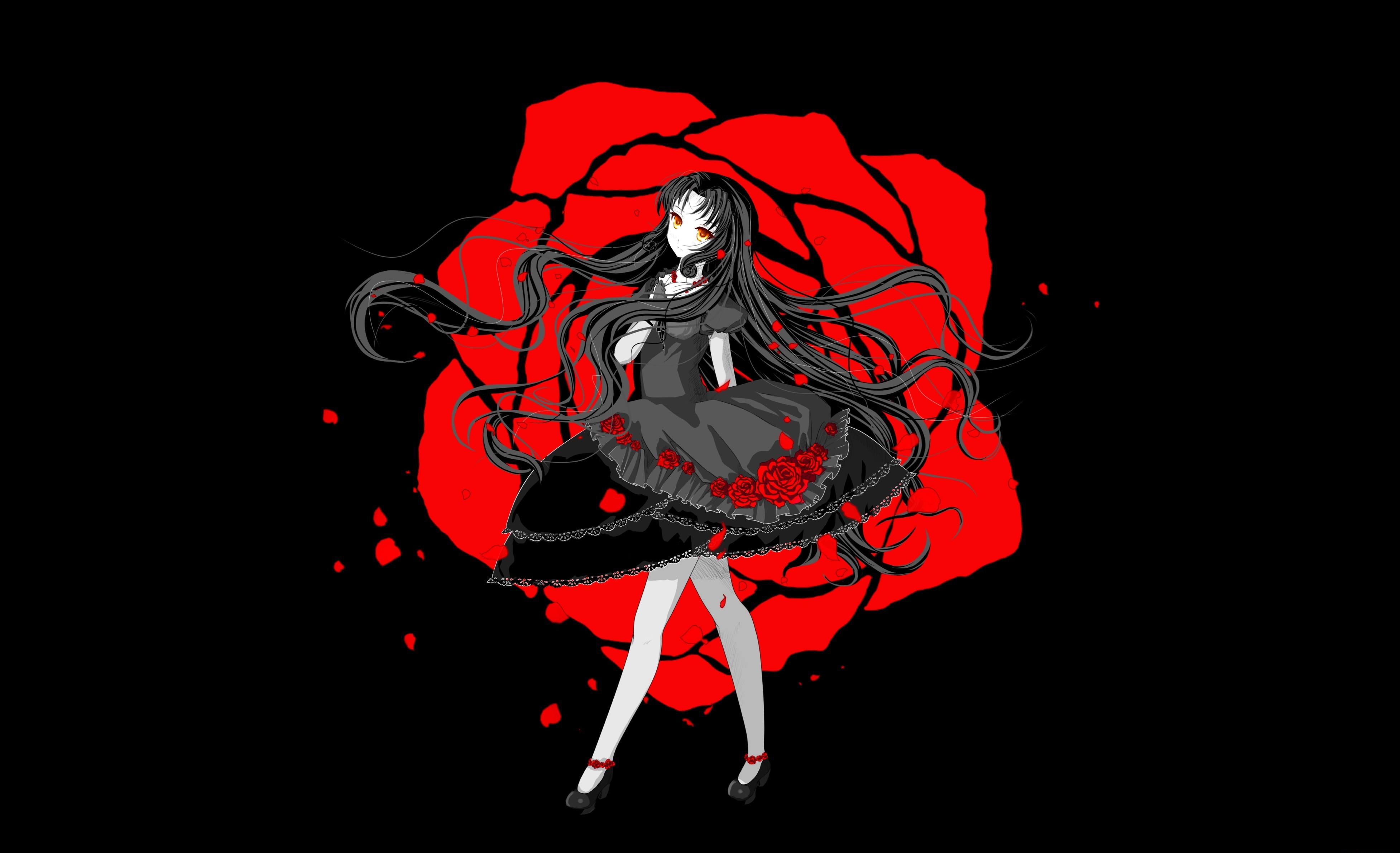 Anime Girl Red Black Dress 4K HD Anime Girl Wallpapers