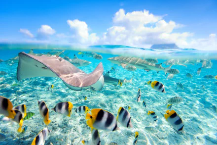 reef underwater shark stingray Animal fish HD Desktop Wallpaper | Background Image