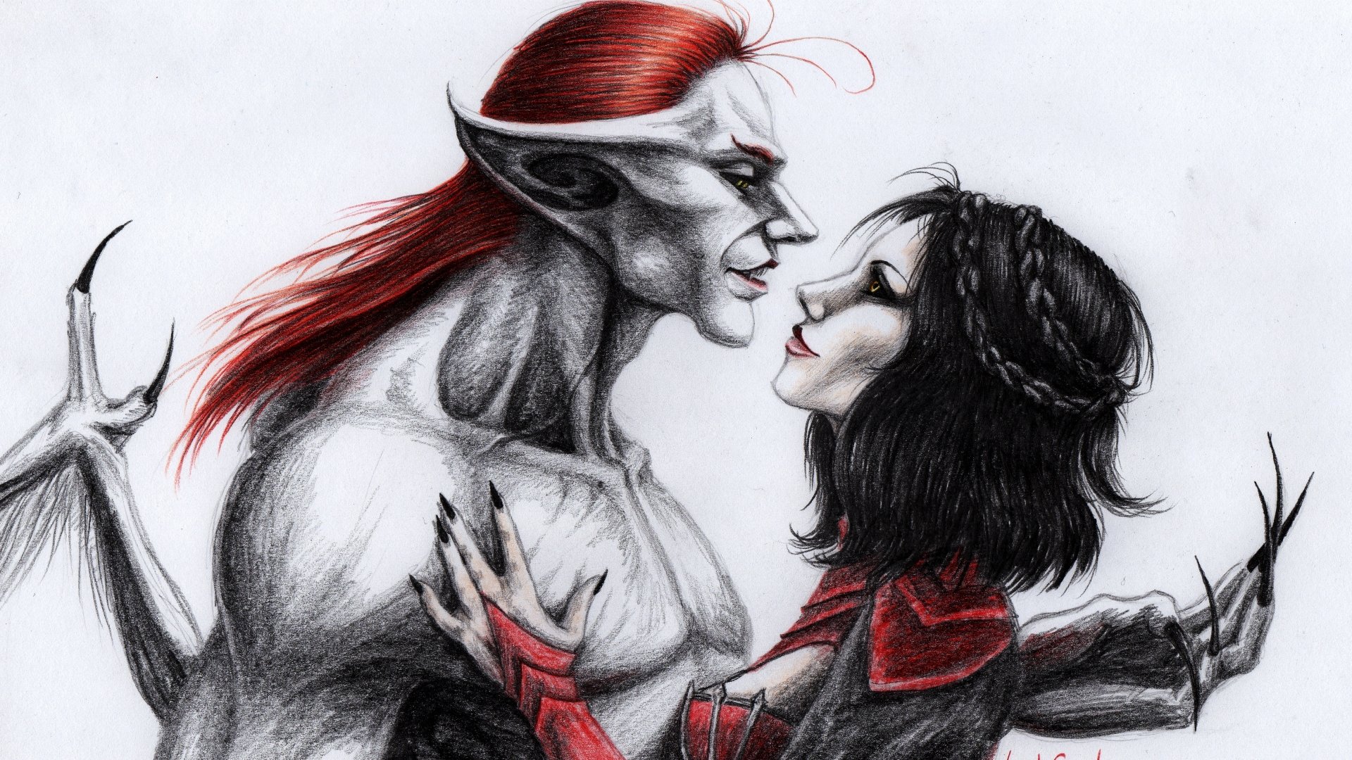 The depravity of a lewd vampire. Арт Цицерон и серана. Серана и Цицерон любовь. Вампир рисунок. Вампир карандашом.