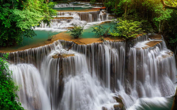  Main Level of Huai Mae Kamin Waterfall in Kanchanaburi Province,Thailand by anekoho