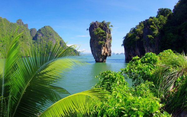 Earth Island Rock Lagoon Thailand Khao Phing Kan Phang Nga Bay Phuket Holiday Tapu Island Tropics HD Wallpaper | Background Image