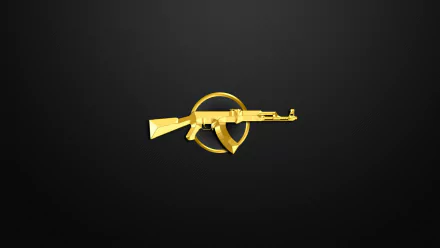 HD desktop wallpaper featuring a sleek, gold AK-47 rifle emblem set against a dark background, inspired by the video game Counter-Strike: Global Offensive.