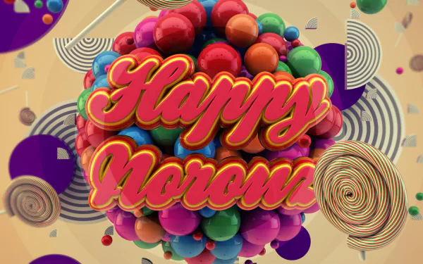 HD PC desktop wallpaper featuring colorful balloons and decorative patterns with the festive message Happy Norouz celebrating the Nowruz holiday.