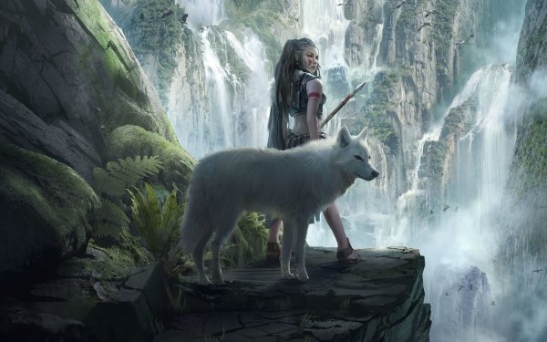 Fantasy Women Warrior Wolf HD Wallpaper | Background Image