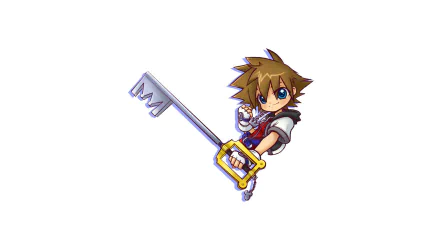 Sora from Kingdom Hearts wields a Keyblade in this HD PC desktop wallpaper, showcasing iconic imagery from the beloved video game series.