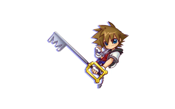 Sora from Kingdom Hearts wields a Keyblade in this HD PC desktop wallpaper, showcasing iconic imagery from the beloved video game series.