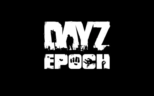 HD PC desktop wallpaper featuring the bold white logo of DayZ Epoch, a mod for the video game Arma 2: DayZ Mod, on a solid black background.
