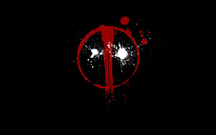 HD desktop wallpaper featuring Deadpool's red and black logo with white splatters on a black background.