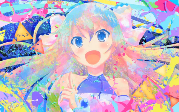 Vibrant and colorful HD anime wallpaper featuring a cheerful character from Invaders of Rokujouma (Rokujouma no Shinryakusha!?) with bright abstract background.