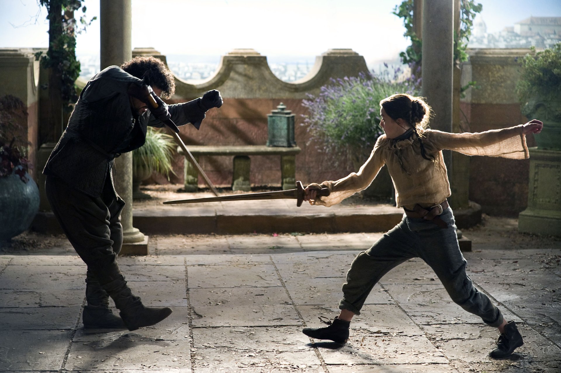 Download Miltos Yerolemou Syrio Forel Maisie Williams Arya Stark TV Show Game Of Thrones HD Wallpaper
