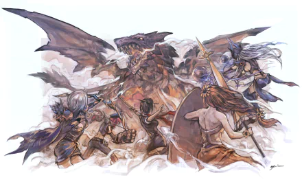 A dynamic battle scene from League of Legends featuring champions Syndra, Leona, Fiora, and Ashe facing a fierce dragon, set in stunning 4K Ultra HD quality.