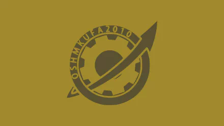 Minimalist HD wallpaper featuring the Steins;Gate logo, showcasing the series' iconic design with a gear and arrow element on a muted yellow background.