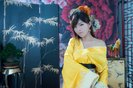 earrings hair-dress traditional costume Taiwanese asian woman Liào Kǎndì HD Desktop Wallpaper | Background Image