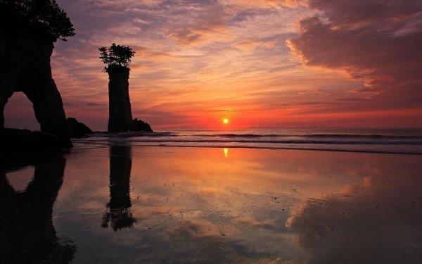 Earth Seashore Beach Sunset Evening Sun Twilight Dusk Sky Reflection HD Wallpaper | Background Image
