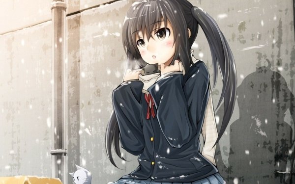 Anime K-ON! Snow School Uniform Azusa Nakano HD Wallpaper | Background Image
