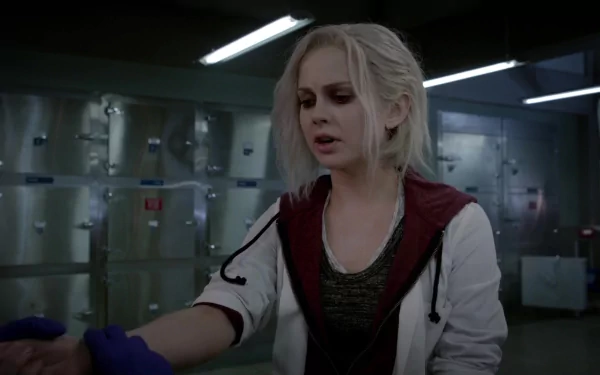 HD PC desktop wallpaper featuring a scene from the TV show iZombie, with the main character in a morgue setting.