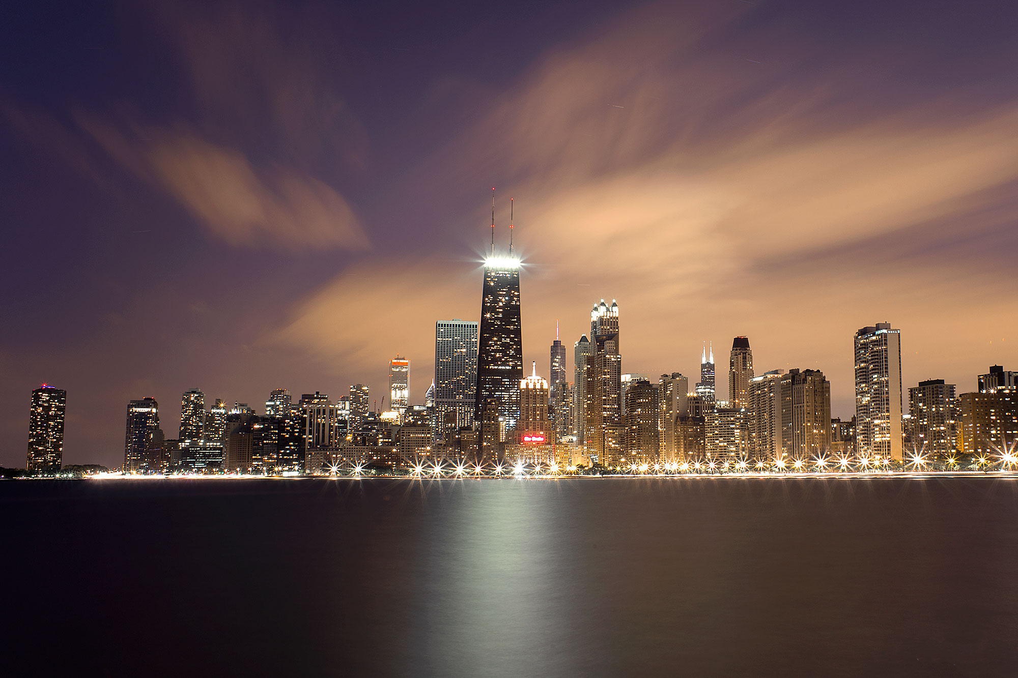 Aerial view of Chicago, on Lake Michigan in Illinois