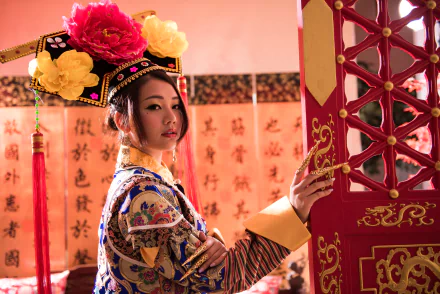 Chinese traditional costume Taiwanese woman Qián Fūrén HD Desktop Wallpaper | Background Image