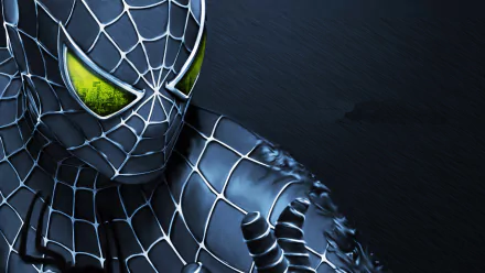 HD PC desktop wallpaper featuring Spider-Man 3 in his black symbiote suit against a dark, textured background.
