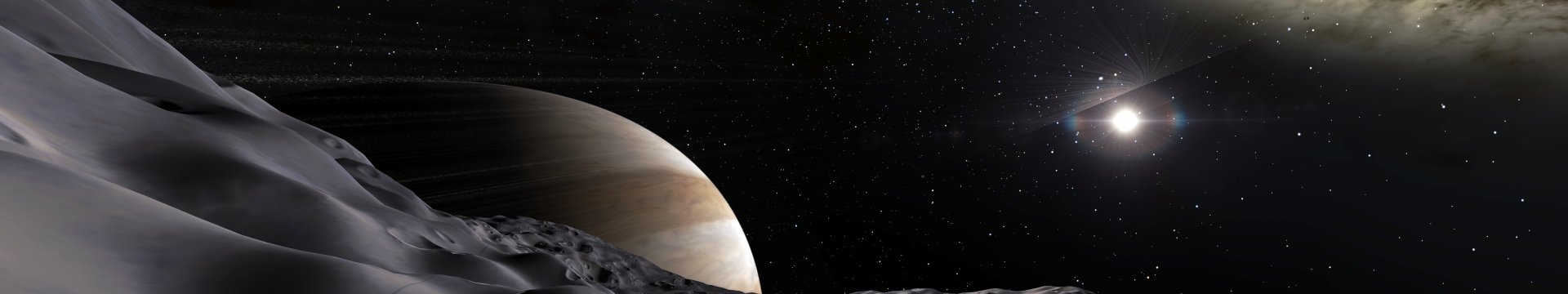 A stunning sci-fi landscape featuring a large planet against a backdrop of twinkling stars, creating an immersive HD desktop wallpaper for space enthusiasts.