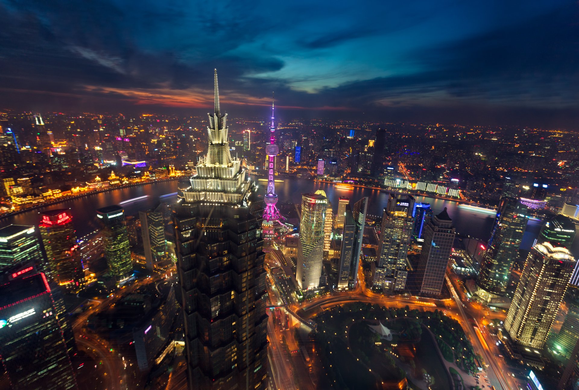 Stunning Shanghai Skyline Aerial 4k Ultra Hd Night View