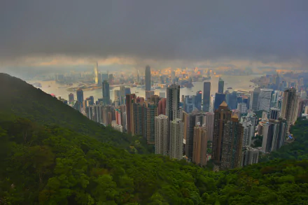 fog victoria harbour megapolis China man made Hong Kong HD Desktop Wallpaper | Background Image