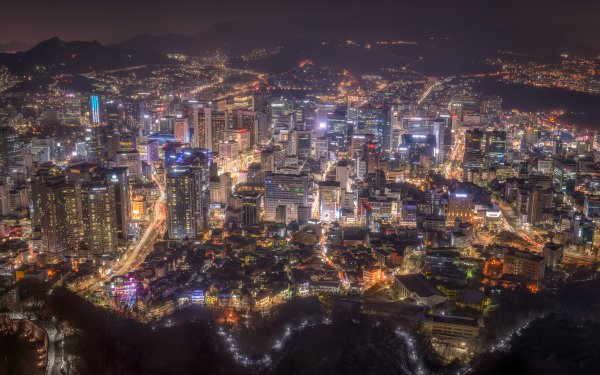 Man Made Seoul Cities South Korea Korea Night Megapolis Cityscape HD Wallpaper | Background Image
