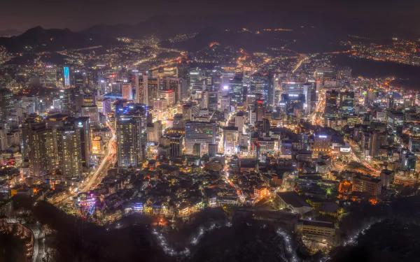 cityscape megapolis night Korea man made Seoul HD Desktop Wallpaper | Background Image