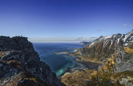 arctic scandinavia Volandstinden seashore Lofoten Norway nature coastline HD Desktop Wallpaper | Background Image