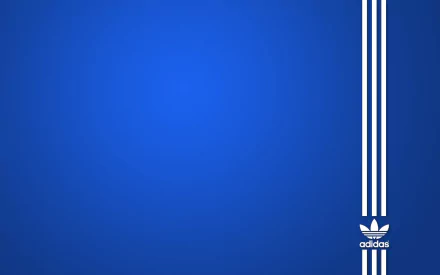 A vibrant blue HD desktop wallpaper featuring the iconic Adidas logo and three white stripes, embodying a sporty and modern aesthetic.