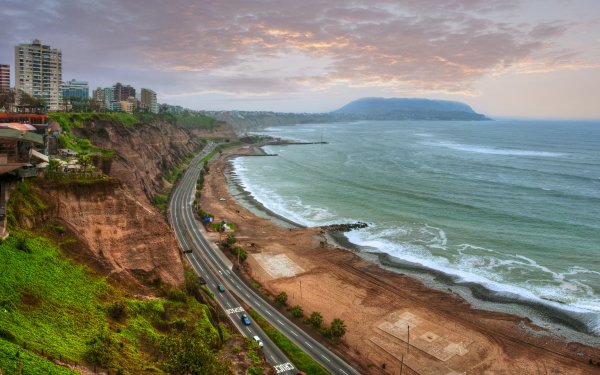Man Made Lima Cities Peru Santa Cruz Coast Ocean City Road HD Wallpaper | Background Image