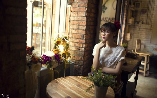 Women Asian Model Oriental Mood Glasses Brunette HD Wallpaper | Background Image