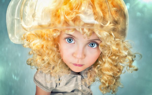Photography Manipulation Child Blonde Blue Eyes HD Wallpaper | Background Image