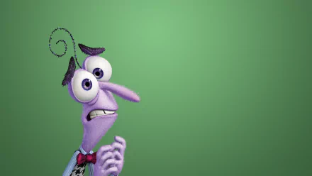 HD desktop wallpaper featuring Fear from the movie Inside Out against a green background, capturing his anxious expression.